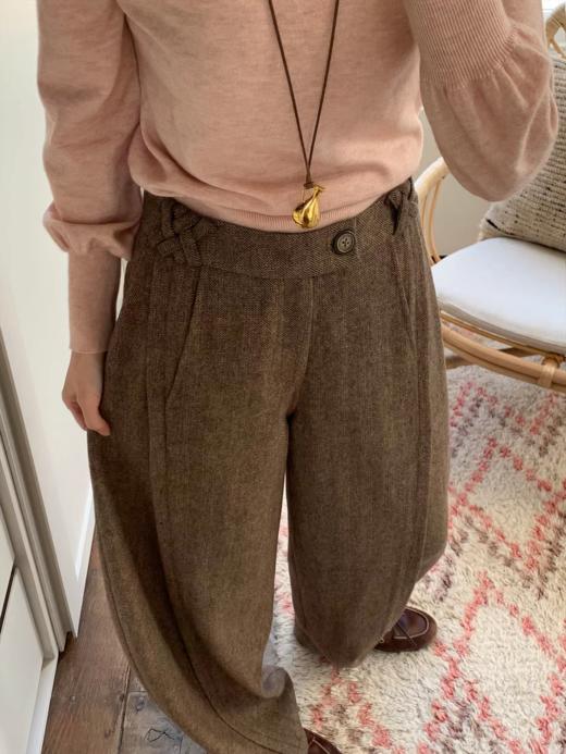 浮生八记/25D214/羊毛毛呢交叉腰头设计弯刀西装裤 商品图3