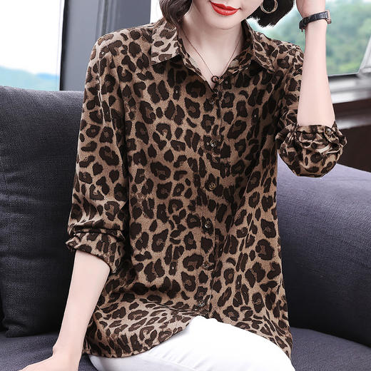雪纺豹纹衬衫女春秋2026年新款上衣中年妈妈大码女装女士防晒衬衣 商品图2