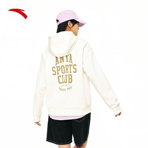 安踏泡芙绒卫衣女加绒连帽套头衫休闲针织运动162448701N-1 商品图2