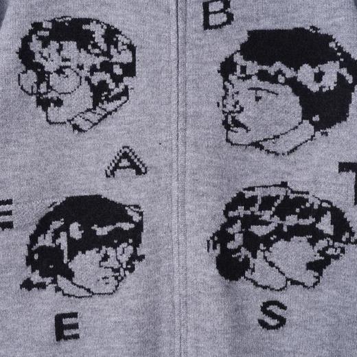 72625SDSA男士秋冬新款痞帅男装潮牌美式人物字母设计拉链立领毛衣百搭 商品图3