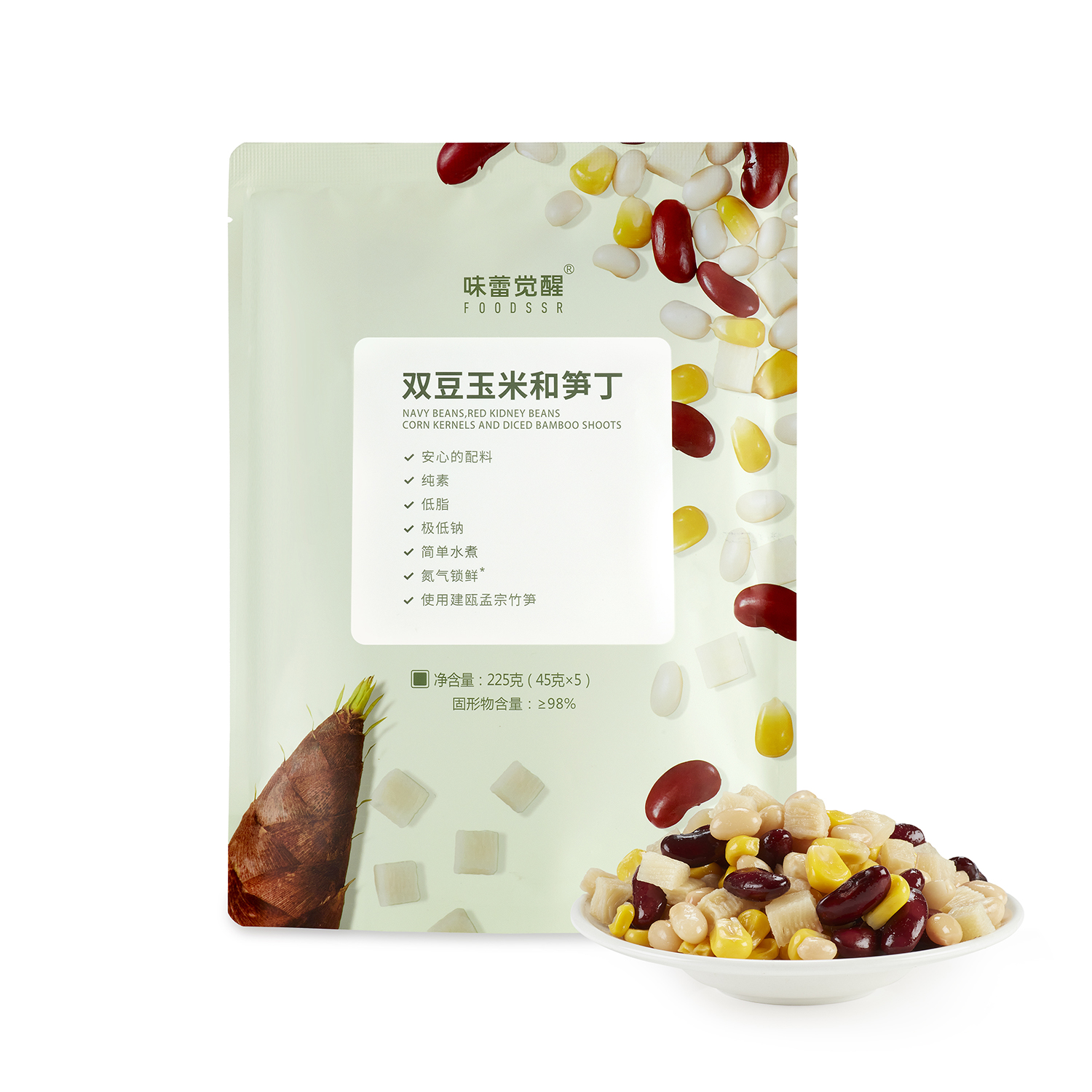 【临期5折】双豆玉米和笋丁 | 225g/袋（含5小袋）竹笋丁 红腰豆 白芸豆 玉米粒 拌沙拉拌酸奶炒饭 轻食零食 味蕾觉醒「保质期9个月，本批次保质期至2026年6月17日」