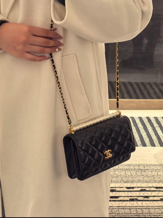 chanel 珍珠 羊皮 woc 黑金 钢标款 25系列 商品图2