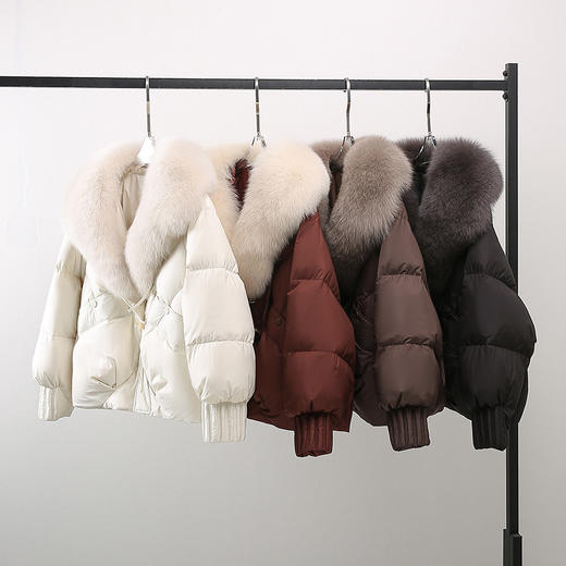 雀说高端大毛领保暖棉服女短款冬季新款时尚可拆毛领加厚外套棉衣AL56200 商品图2