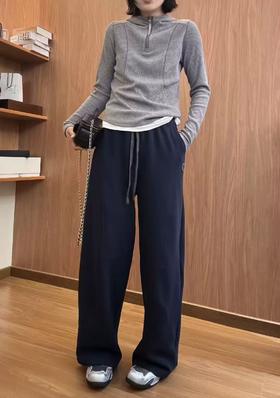 卫裤秋冬新款韩版休闲卫裤女小标宽松直筒阔腿裤慵懒潮