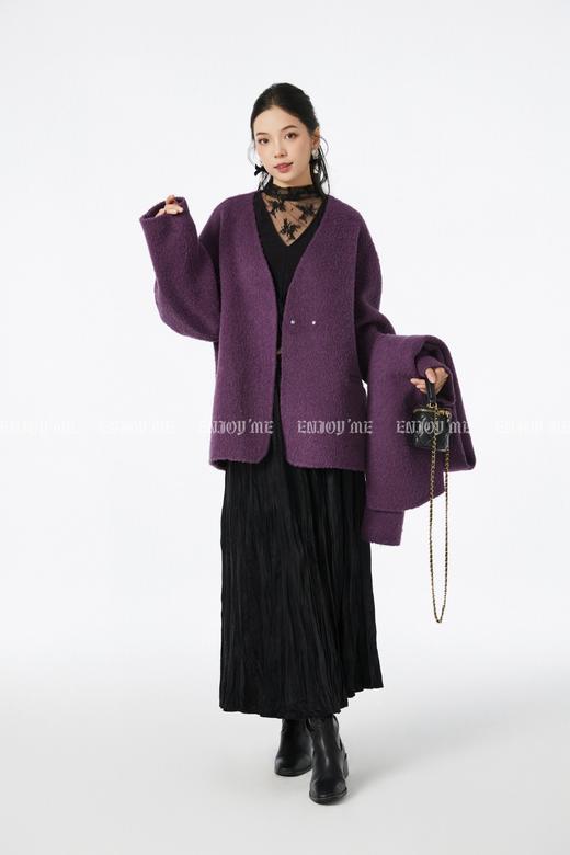 【门店同款】ENJOY冬季“暖冬软糖”围巾款V领大衣 167694956 商品图4