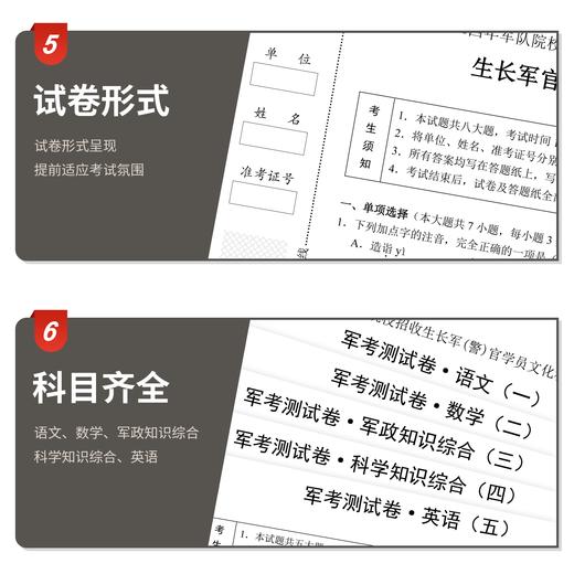 【考军官（警官）】2026版崔爱功《5套测试3年军考（2012-2024年真题）》解放军和武警（高中和大专学历士兵） 商品图5