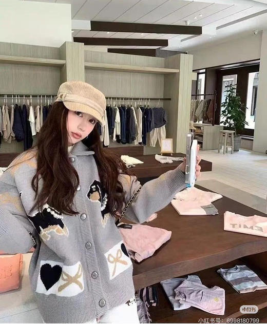 REVAN芮范2设计师款俏皮小狗提花毛衣开衫103110 商品图10