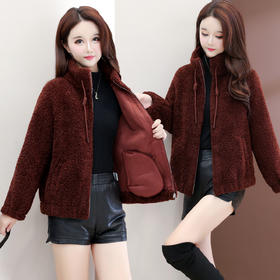 时尚皮毛一体外套，仿羊羔绒外套时尚保暖洋气上衣QYM-YJ-25YS48-1
