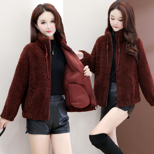 时尚皮毛一体外套，仿羊羔绒外套时尚保暖洋气上衣QYM-YJ-25YS48-1 商品图0