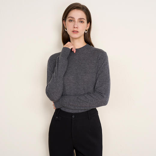 EITIE爱特爱纯色简约半高领舒适柔软羊毛2025秋季新款针织衫C2501808 商品图7