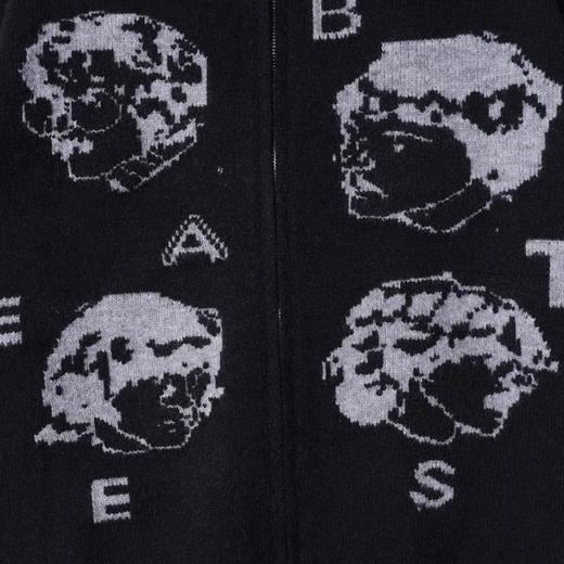 72625SDSA男士秋冬新款痞帅男装潮牌美式人物字母设计拉链立领毛衣百搭 商品图3