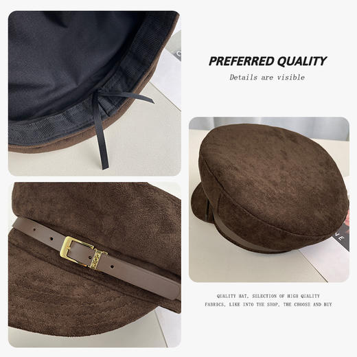 【喵小仟 秋冬麂皮绒帽子合集】  网红休闲 复古百搭 显脸小头包脸 商品图11