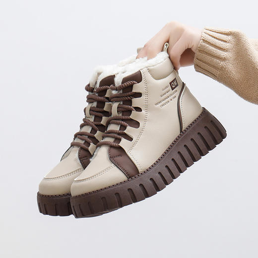 「AILISCOCO加绒厚底高邦棉鞋」绒毛内里持久恒温 圆形鞋头贴合脚型 耐磨防滑大底柔软轻便 纹理舒适自然 柔软舒适 商品图4