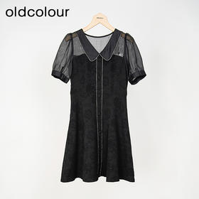 oldcolour欧珂夏季设计感休闲简约日常黑色短袖连衣裙女GN21101750