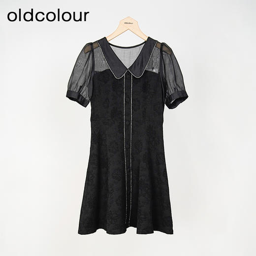 oldcolour欧珂夏季设计感休闲简约日常黑色短袖连衣裙女GN21101750 商品图0