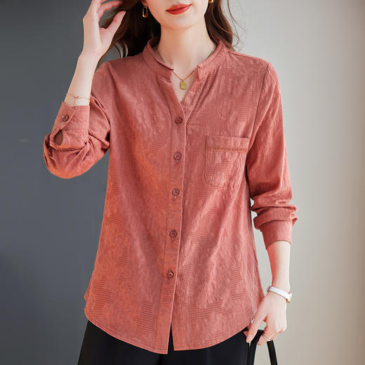 长袖高端外套女士衬衫2026年新款秋装大码女装妈妈上衣纯棉衬衣 商品图2
