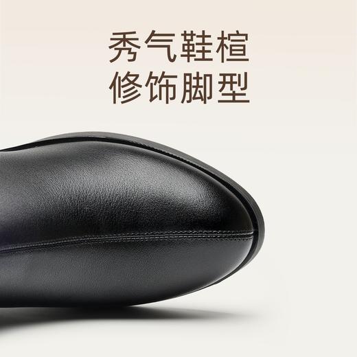 信诺真皮妈妈靴子中年女鞋气质粗跟短靴2025冬季新款加绒保暖棉鞋X5M153-256D 商品图2
