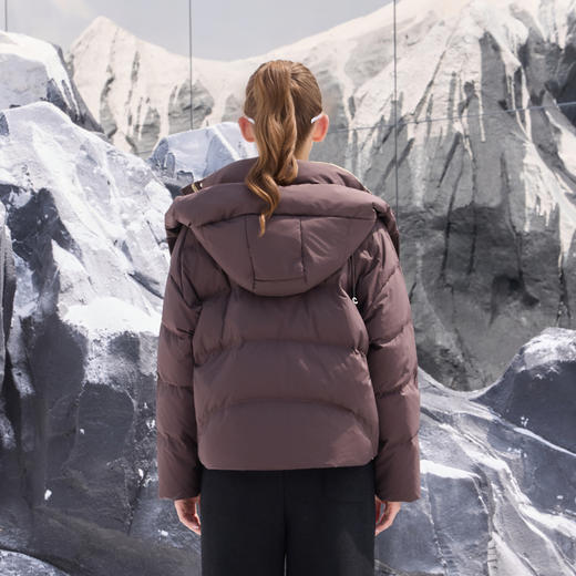 半身缘女装 冬季时尚撞色连帽防风保暖短款羽绒服254113U01740118 商品图4