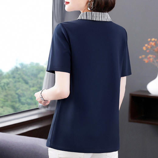芳妮诗大码女装休闲polo领女士短袖t恤2026新款夏季有领撞色上衣 商品图4
