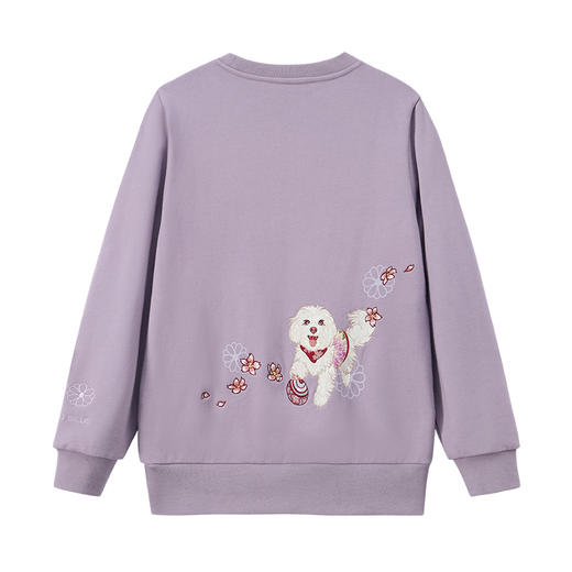 ONIARAI/鬼洗25秋冬泥棒蓝女款来福犬刺绣花布拼接卫衣 25NOB55 商品图4