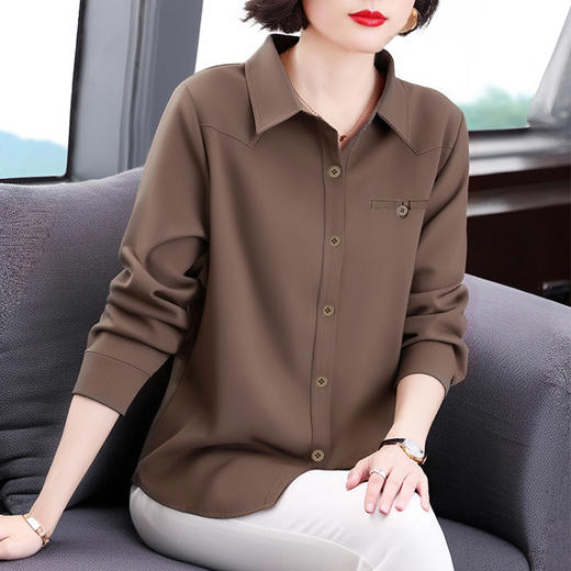 长袖复古衬衫女春秋中年妈妈气质小衫2026年新款大码宽松显瘦上衣 商品图4