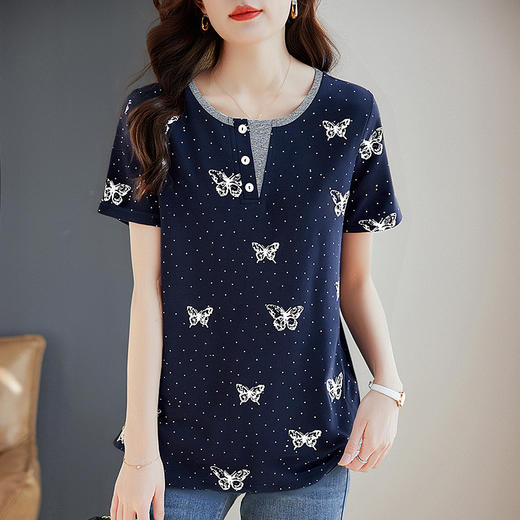 纯棉短袖t恤女夏季2026新款洋气大码女装胖mm宽松显瘦女士上衣 商品图2