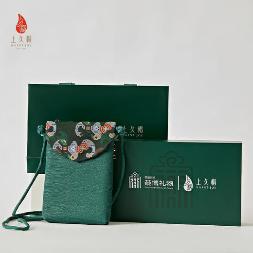 【上久楷 X 恭王府】宋锦手机包 彩画蝙蝠 墨绿XB3B085205001 商品图0