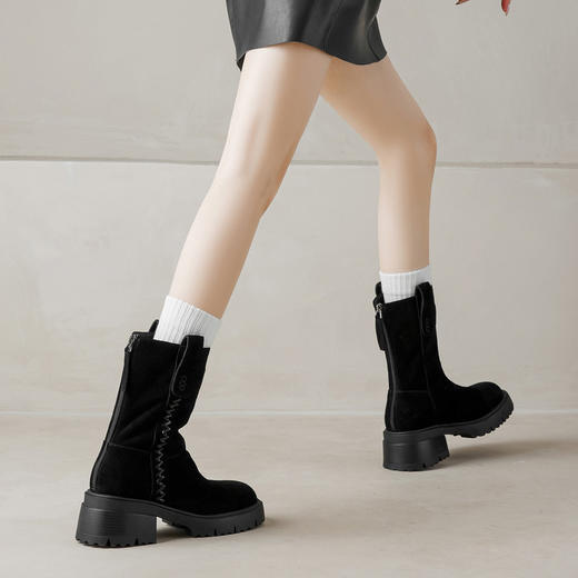 【预售5天】冬季羊皮毛一体厚底雪地靴女真皮保暖大棉鞋高跟加绒厚毛短靴168XY&1681470 商品图2