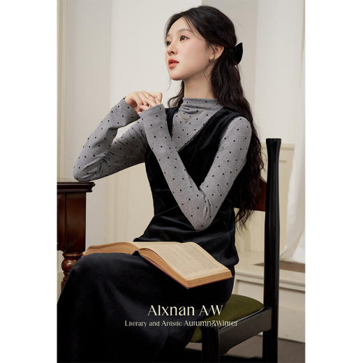 鹿向南「夜幕低垂」背心连衣裙百搭针织衫女2025新款冬款保暖套装 商品图0