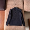 D110426四色半拉链立领小马刺绣绞花编织针织衫毛衣男女同款 商品缩略图4