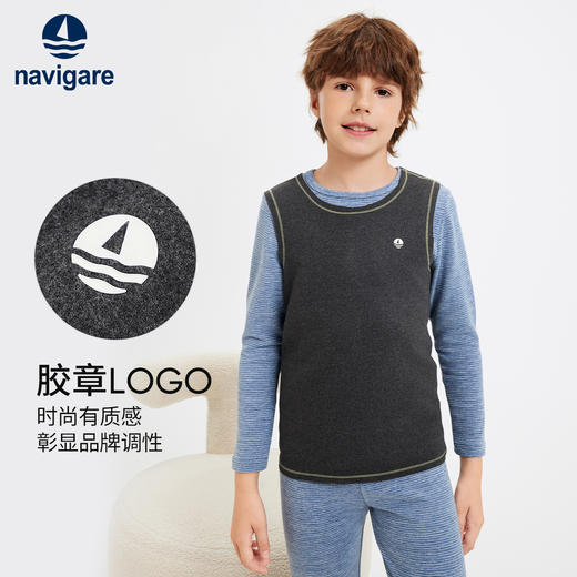 【纳维凯尔】【羽绒蚕丝】【120-150】意大利小帆船男女童磨绒保暖上衣背心 商品图3