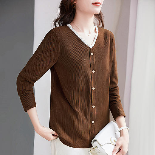 针织打底衫女可外穿遮肚显瘦v领上衣2026新款秋装大码薄款长袖T恤 商品图4