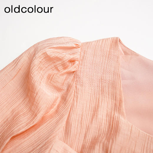 oldcolour夏季时尚休闲宽松通勤日常纯色短袖连衣裙女GO21101787 商品图2