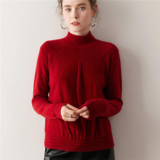 「高货rig」全新升级【铂金会员404/天猫539/差价135】(02301)洛诗琳法式领口提花羊绒衫2025秋冬新款气质半高领毛衫 商品图3