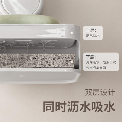 懒角落肥皂盒壁挂式香皂吸盘置物架免打孔沥水收纳浴室2025新款 商品图3