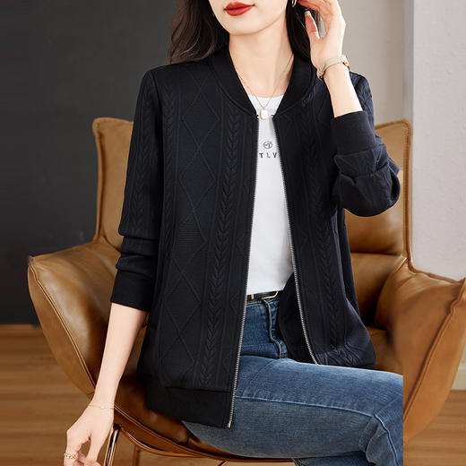 黑色棒球服外套女春秋季2026年新款中年妈妈休闲大码夹克上衣洋气 商品图3