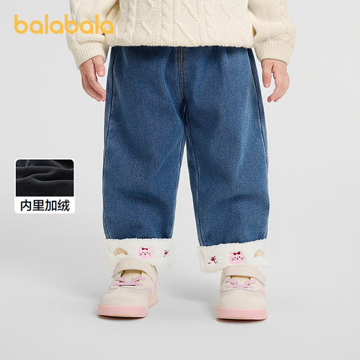 巴拉巴拉宝宝长裤加绒牛仔裤冬季女童装2025新款裤子 商品图0
