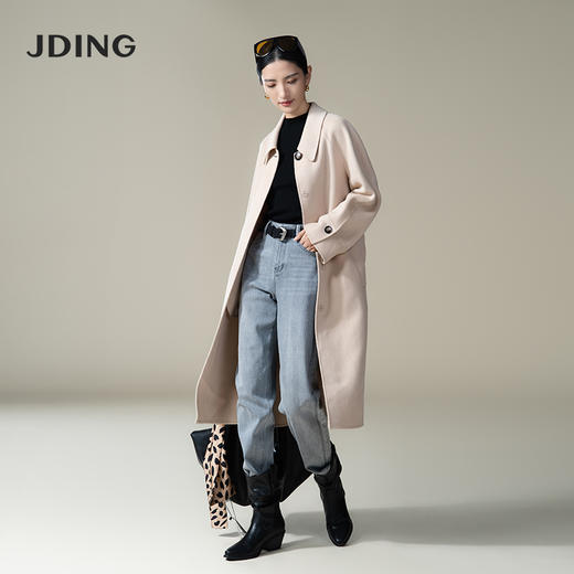 【商场同款】CJCI006  衬衫领双面呢大衣 优质绵羊毛,轻盈的包裹感 荔枝粉双面呢  衬衫领插肩袖大衣 商品图1