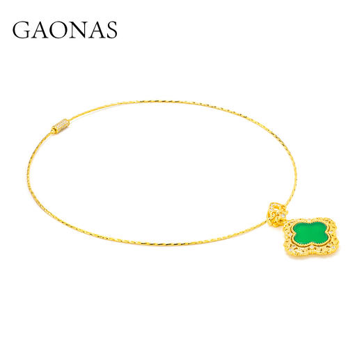 GAONAS  女士贵气绿花金色项链11681DG 商品图2