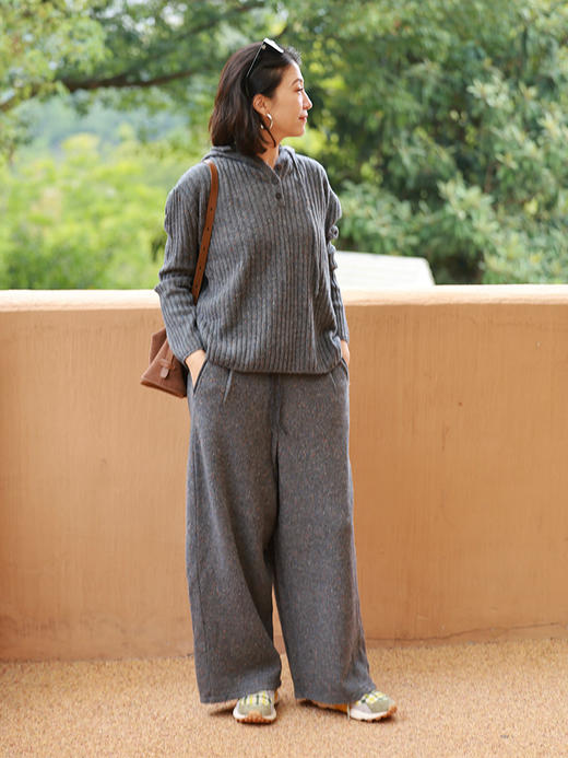 PETIT SCHAN小闪 CLO#945 Sitting in Oblivion 坐忘 羊毛彩点纱抽绳针织阔腿萝卜裤 商品图3