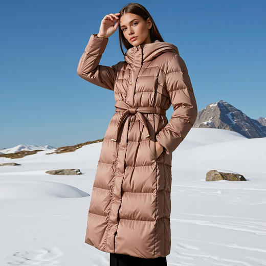 EITIE爱特爱加厚保暖长款收腰连帽鹅绒显瘦2025冬季新款羽绒服D2511909X 商品图6