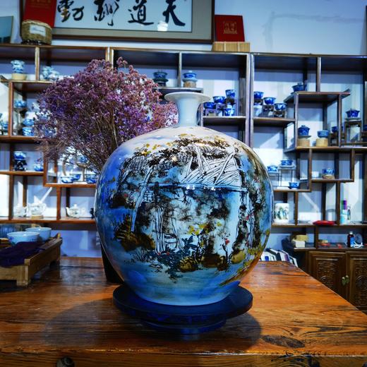高温窑变＜碧湖古镇＞赏瓶 商品图0