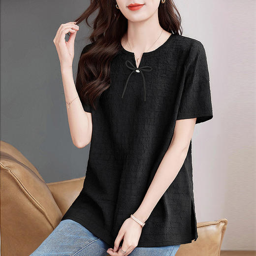 夏季黑色短袖t恤女2026年新款女装大码宽松显瘦上衣高端半袖体恤 商品图4
