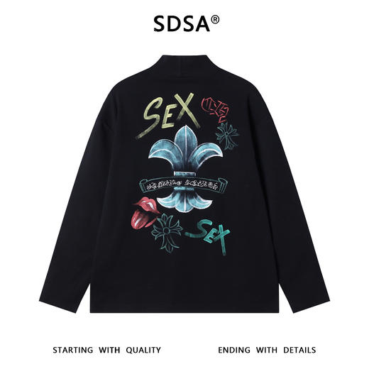 T4992SDSA男士秋冬新款痞帅男装潮牌彩色字母印花半高领长袖T恤百搭潮 商品图5