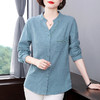 纯棉长袖衬衫女装春秋2026新款全棉女士衬衣中年妈妈品牌上衣外套 商品缩略图1