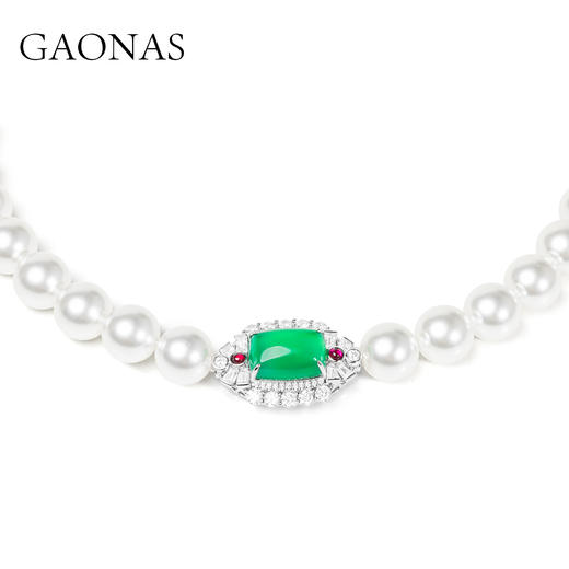 GAONAS 时尚贵气臻奢14mm白色珠项链11663XW 商品图2