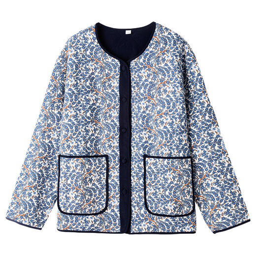 雀说桑蚕丝填充棉服女圆领妈妈装秋冬保暖外穿棉衣外套ALAYN02A 商品图3