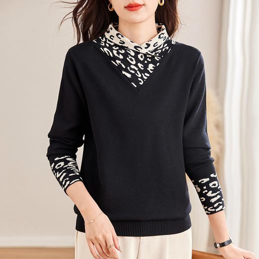 黑色半高领毛衣女秋季高级感洋气打底衫内搭套头上衣新款大码女装 商品图0