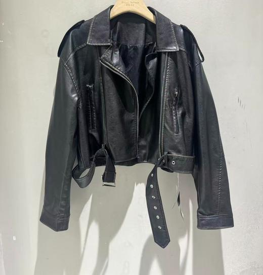 NC西装领斜拉链皮衣短外套50905秋季252303655005 商品图1
