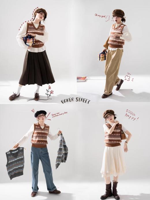 浮生八记/25D221/25C184/北欧复古费尔岛羊毛马甲polo毛衣 商品图4